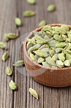 Green cardamom ayurveda asian aroma spice in a