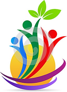 Green care people wellness logo photo