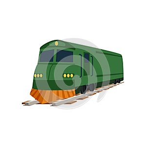 Green cargo or passenger train locomotive vector Illustration