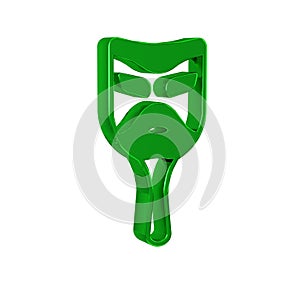 Green Carnival mask icon isolated on transparent background. Masquerade party mask.
