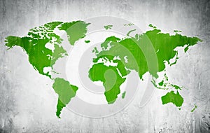 Green Cartography Of The World In A White Background