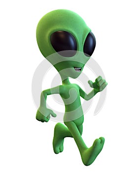 Green Cartoon Alien Running photo