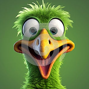 Green Cartoon Bird Shows Celebrity Image Mashups In Zbrush Style photo