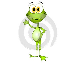 Green Cartoon Frog Waving