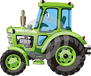 Green cartoon tractor