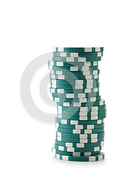 Green casino chips photo