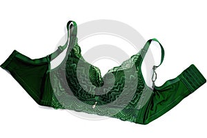 Green casual bra with support isolated on white