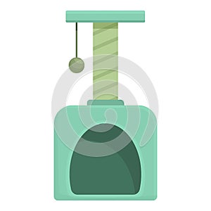 Green cat house icon cartoon vector. Tower post