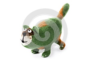 Green cat - soft toy made of felted wool