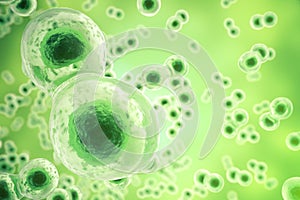 Green cell background. Life and biology, medicine scientific, molecular research dna. 3d rendering