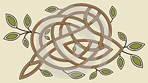 Green Celtic Knot Interwoven Pattern Vector, vector design Generative AI