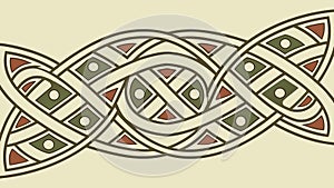 Green Celtic Knotwork Border, Ornate Pattern, vector design Generative AI