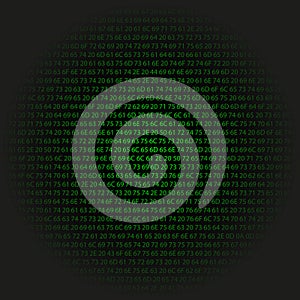 Green centered fading hexadecimal code, vector illustration