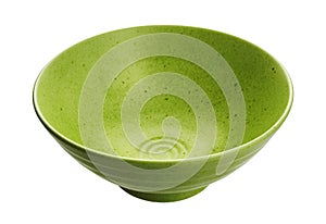 Green ceramic bowl, Empty bowl isolated on white background with clipping path, Side view