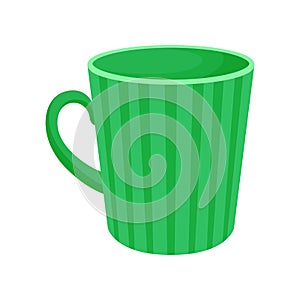 Green ceramic tea mug vector Illustration on a white background