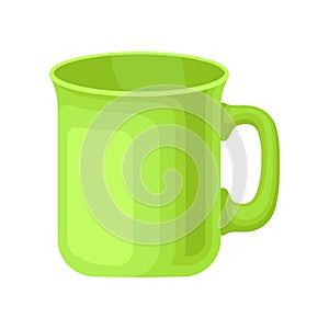 Green ceramic tea mug vector Illustration on a white background