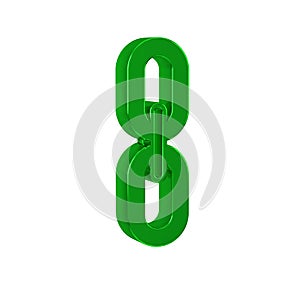 Green Chain link icon isolated on transparent background. Link single. Hyperlink chain symbol.