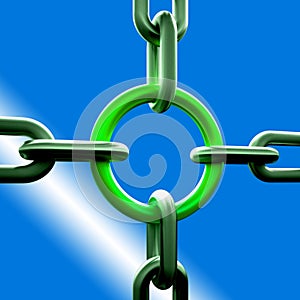 Green Chain Link Shows Strength Security