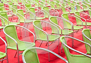 Green chairs rows