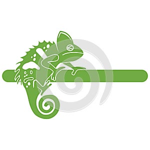 Green chameleon logo on white background vector illustration