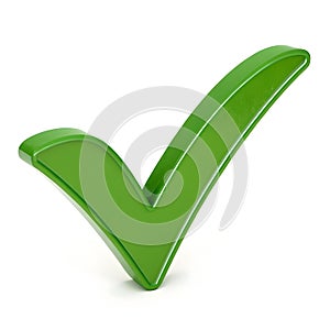 Green check icon isolated on white background photo