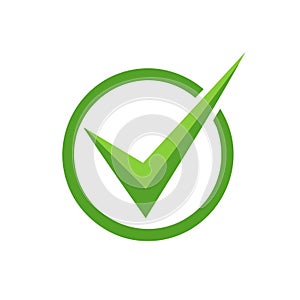 Green Check Mark in Circle, Confirming, Symbol, Approved, Verified Graphic Element