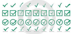 Green check mark icon. Check the mark vector icon. Vector symbols set heckmark Illustration