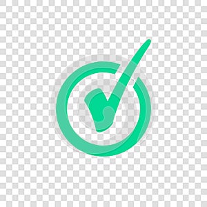 Green Check Mark Icon in Circle. Tick Symbol