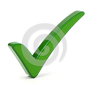 Green check mark icon isolated on white background