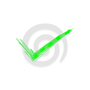 Green check mark icon. Tick symbol in green color vector