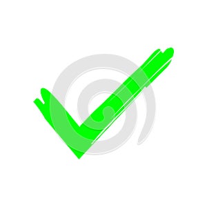 Green check mark icon. Tick symbol in green color vector