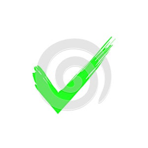 Green check mark icon. Tick symbol in green color vector