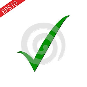 Green check mark icon. Tick symbol in green color. Vector illustration eps10