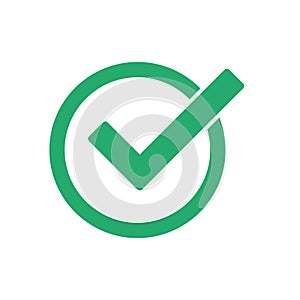 Green check mark  vector icon eps10. Green check mark icon in a circle. Tick symbol in green color, vector illustration.n