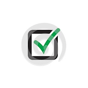 Green check simple icon. Approved Tick sign. Confirm, Done or Accept symbol.