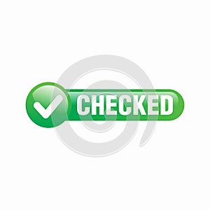 Green Checked Button With Glossy Effect Vector
