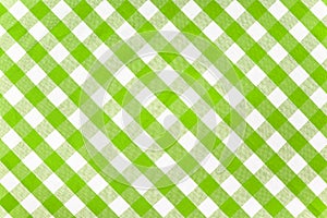 Green checked fabric tablecloth
