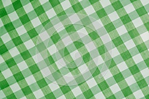 Green checkered tablecloth background