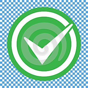 Green checklist icon in circle, chec mark icon vector