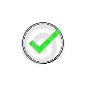 A green checkmark is inside a black circle on a white background