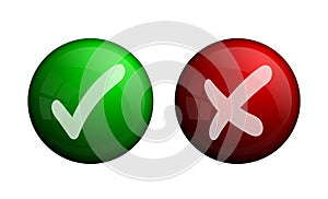 Green checkmark and red cross badge