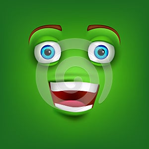Green cheerful face cartoon monster