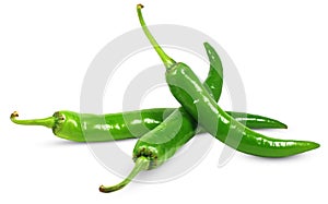 Green chili pepper isolated on white