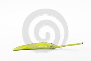 Green chili pepper on white background