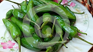 green chili peppers with closeup look