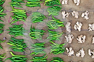 Green chilies and ginger photo