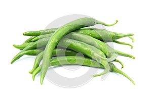 Green Chilies on White Background