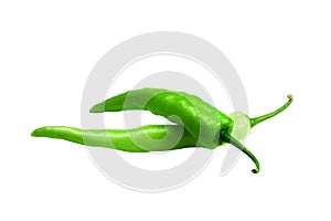 The green chilli on white isolate background