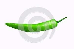 The green chilli on white isolate background