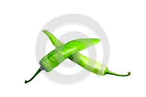 The green chilli on white isolate background